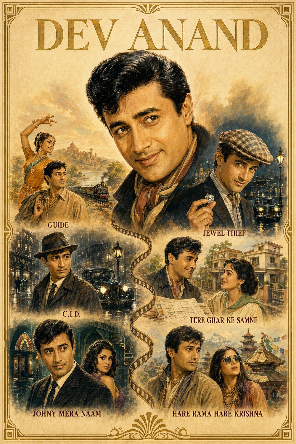 An illustrated tribute to Dev Anand and his films